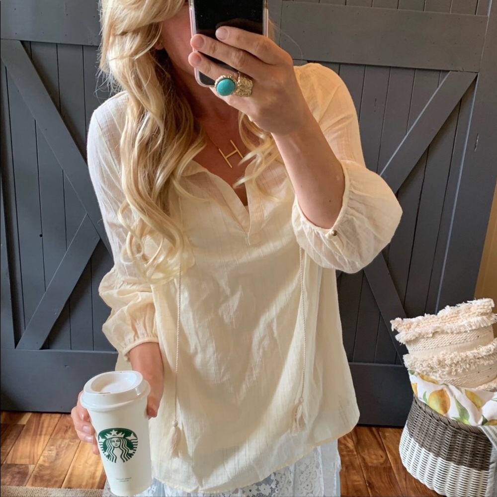 💗SWEET GAUZY COTTON BLOUSE IN CREAM💗